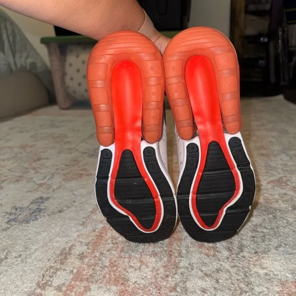 Women’s Nike Air Max 270 White and Orange with Black Accents - Picture 5 of 8